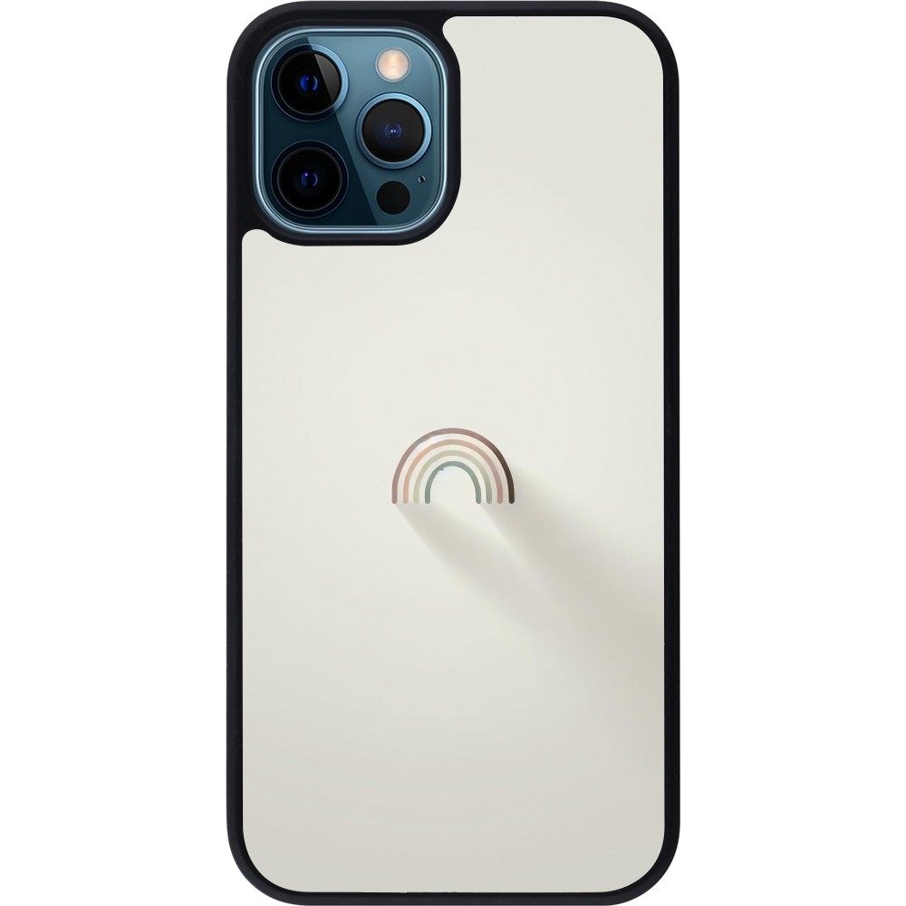 iPhone 12 / 12 Pro Case Hülle - Silikon schwarz Mini Regenbogen Minimal