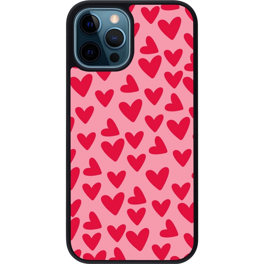 iPhone 12 / 12 Pro Case Hülle - Silikon schwarz Mom 2024 kleine Herzen