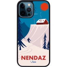 iPhone 12 / 12 Pro Case Hülle - Silikon schwarz Nendaz Cabane Ski