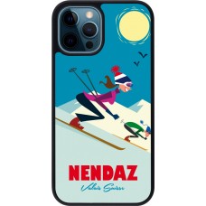 iPhone 12 / 12 Pro Case Hülle - Silikon schwarz Nendaz Ski Downhill