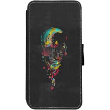 iPhone 12 / 12 Pro Case Hülle - Wallet schwarz Halloween 22 colored skull