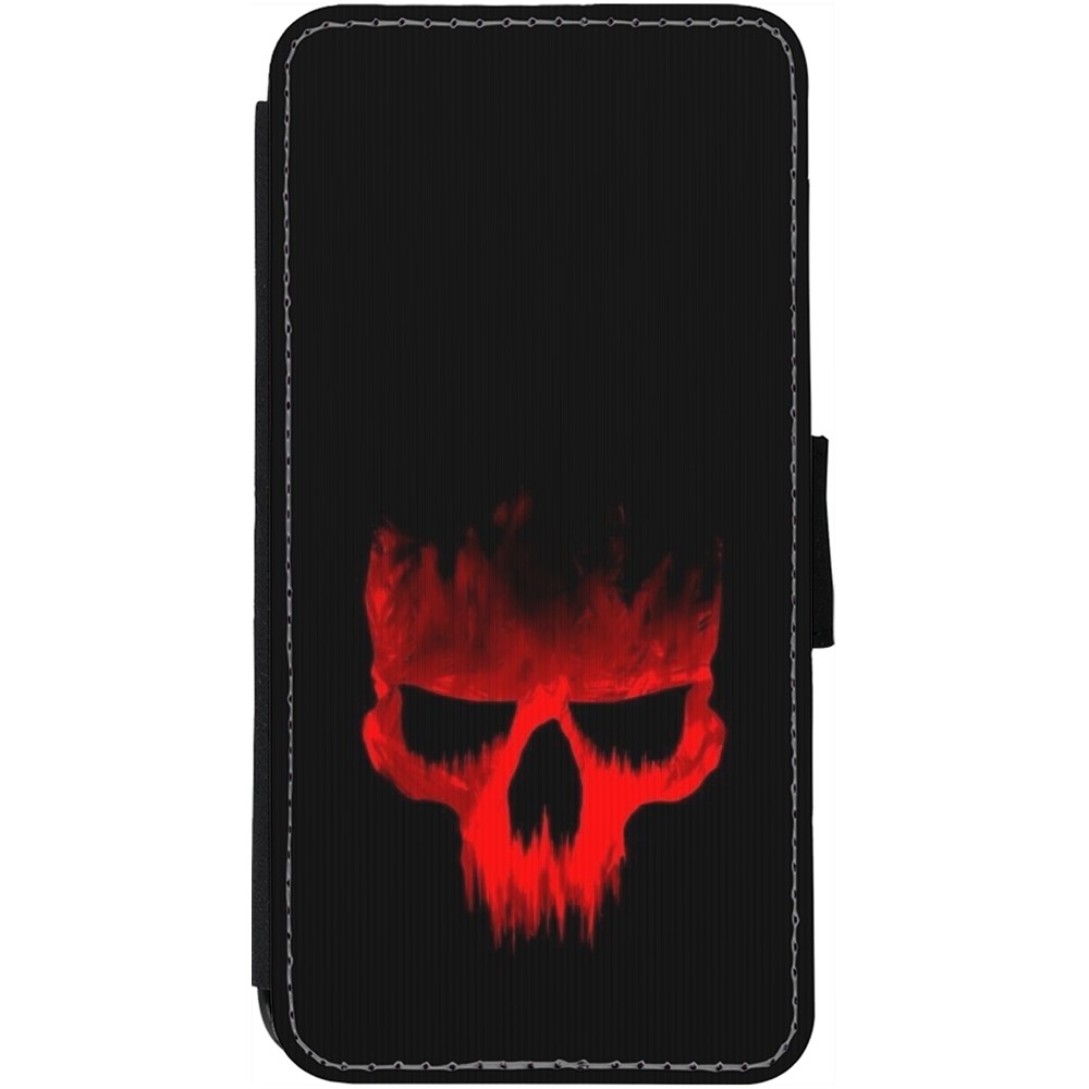 iPhone 12 / 12 Pro Case Hülle - Wallet schwarz Halloween 2023 scary skull