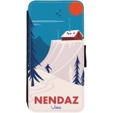 iPhone 12 / 12 Pro Case Hülle - Wallet schwarz Nendaz Cabane Ski