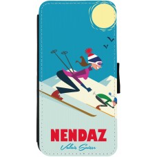 iPhone 12 / 12 Pro Case Hülle - Wallet schwarz Nendaz Ski Downhill