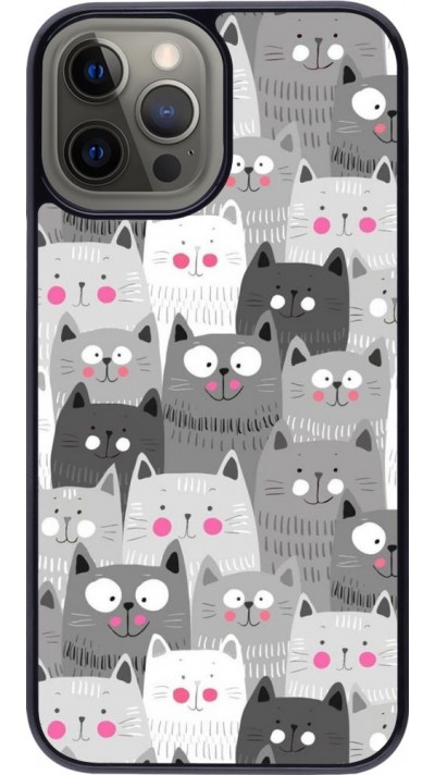 Coque iPhone 12 Pro Max - Chats gris troupeau