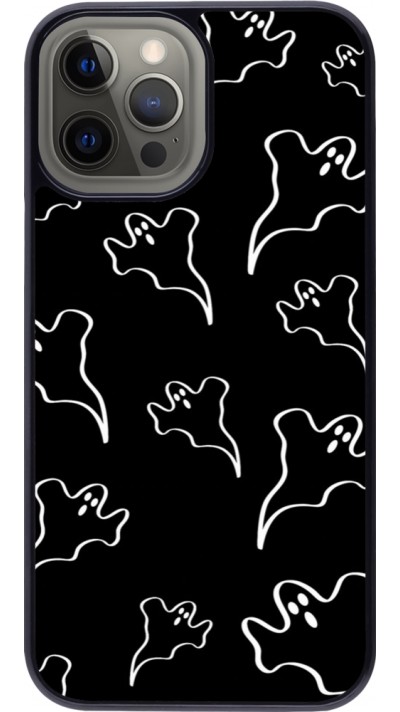 iPhone 12 Pro Max Case Hülle - Halloween 2024 black and white ghosts