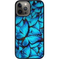 Hülle iPhone 12 Pro Max - Silikon schwarz Papillon - Bleu