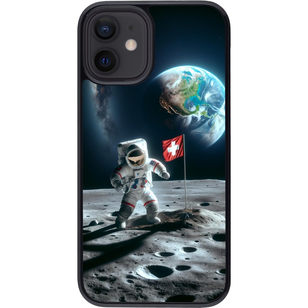 iPhone 12 mini Case Hülle - Astro Schweiz auf dem Mond