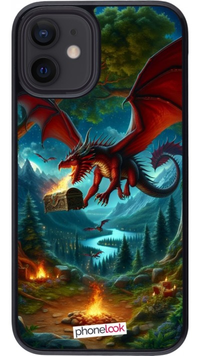 iPhone 12 mini Case Hülle - Drache Fliegend Wald Schatz