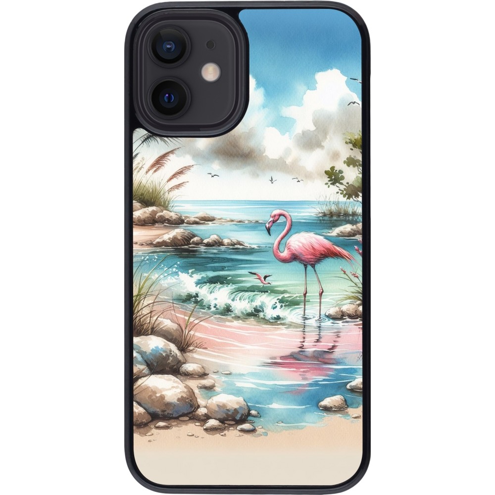 iPhone 12 mini Case Hülle - Flamingo Aquarell