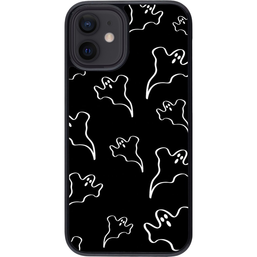 iPhone 12 mini Case Hülle - Halloween 2024 black and white ghosts