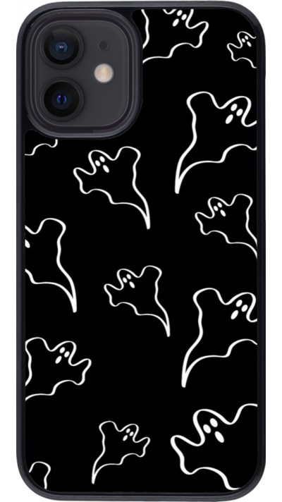 iPhone 12 mini Case Hülle - Halloween 2024 black and white ghosts