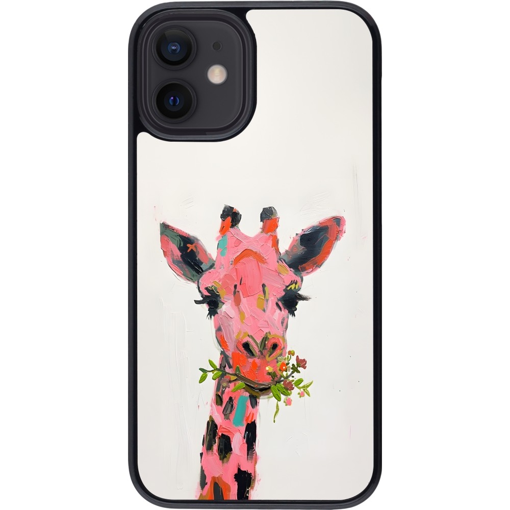 iPhone 12 mini Case Hülle - Pink Girafe Paint