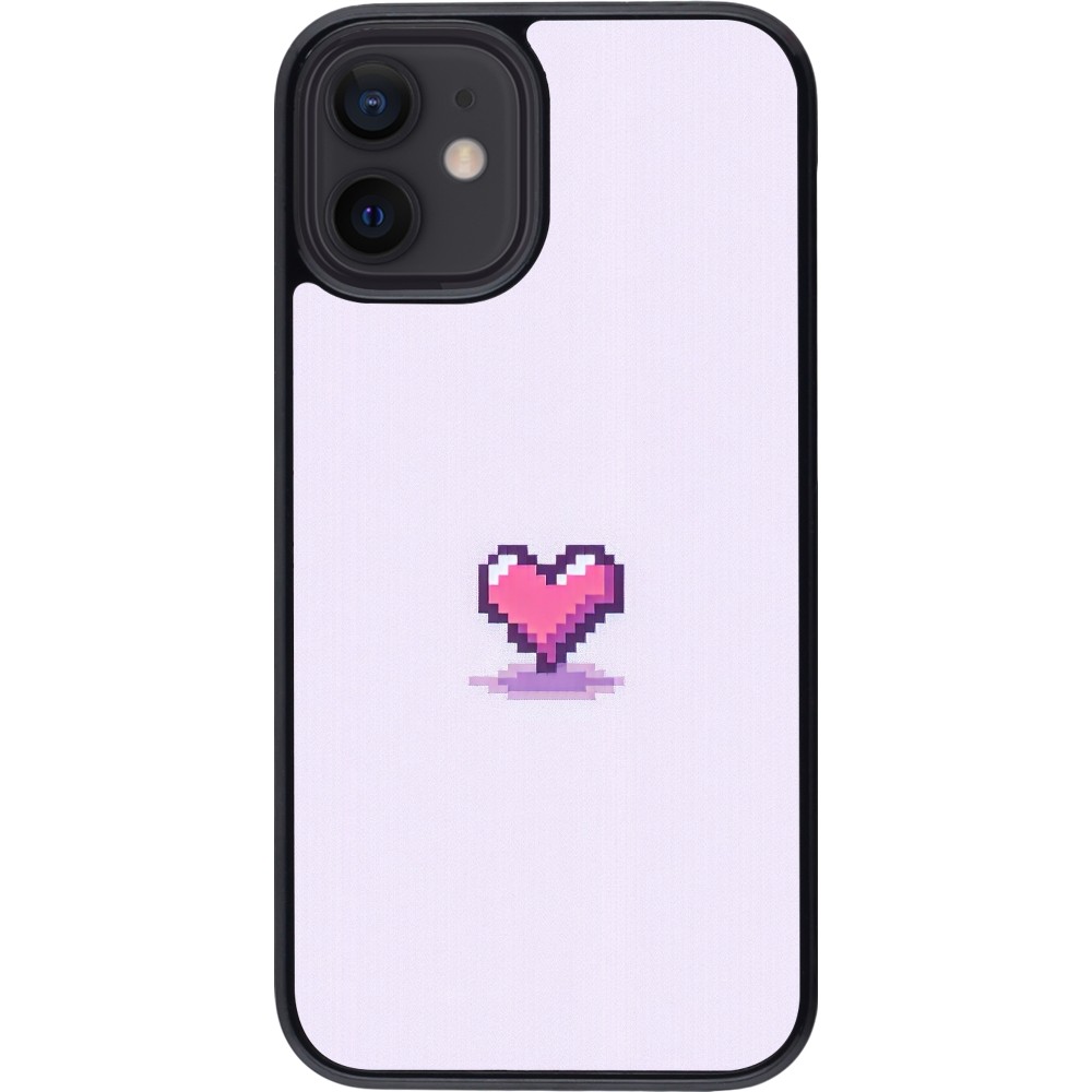 iPhone 12 mini Case Hülle - Pixel Herz Hellviolett