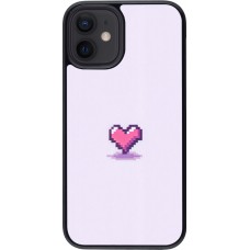 iPhone 12 mini Case Hülle - Pixel Herz Hellviolett