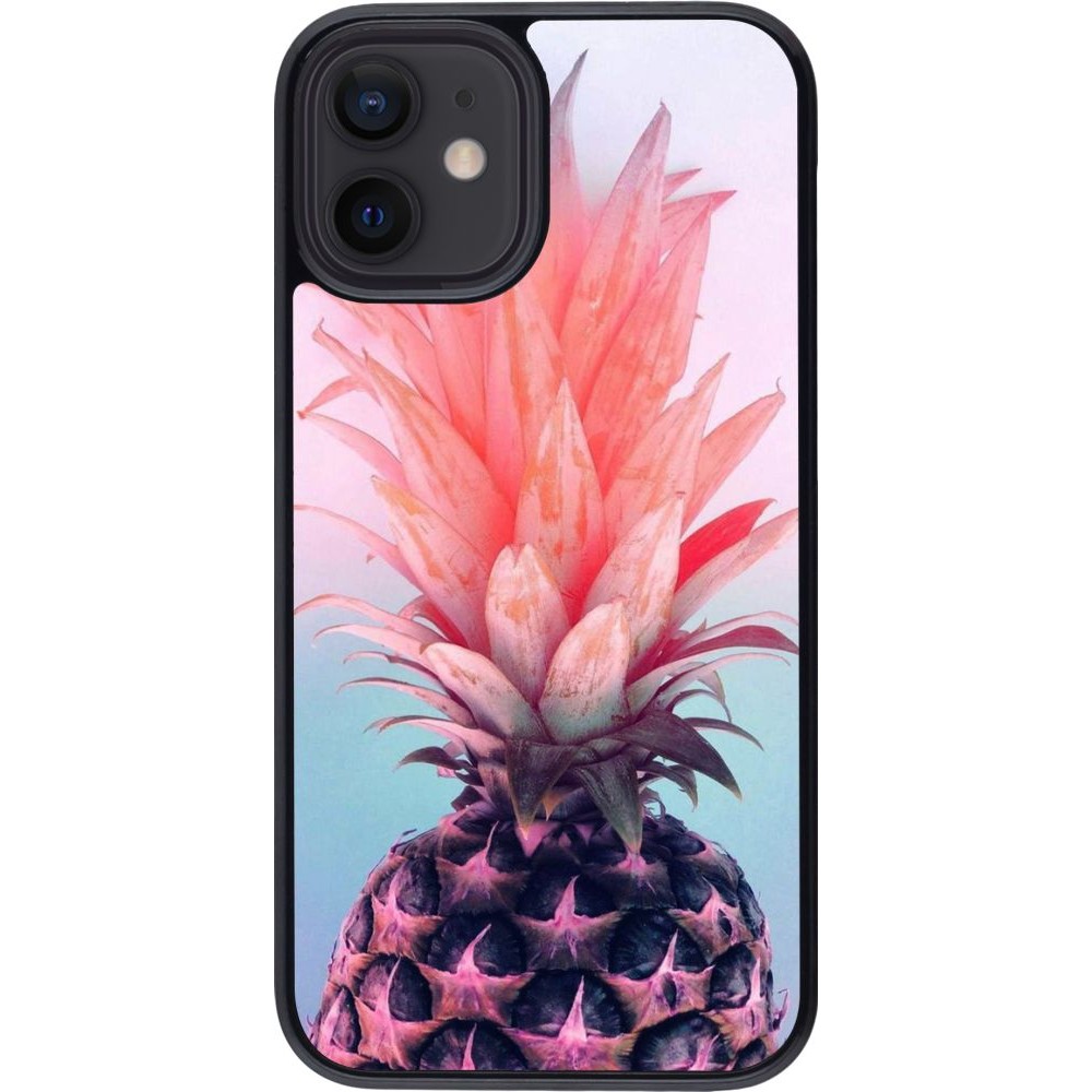 Hülle iPhone 12 mini - Purple Pink Pineapple