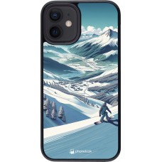 iPhone 12 mini Case Hülle - Snowboarder Berg