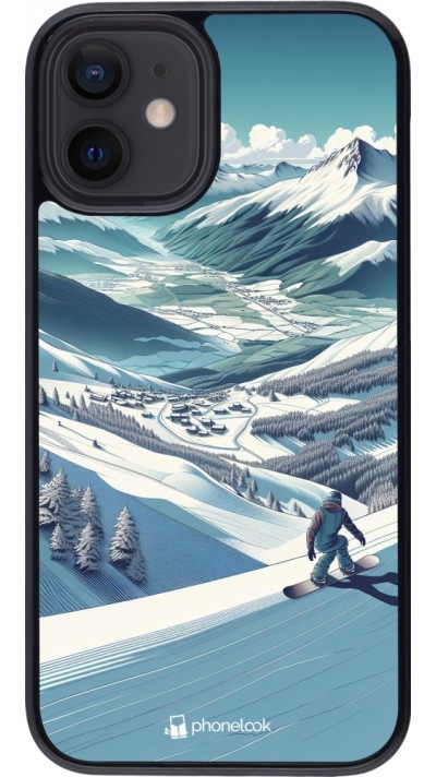 iPhone 12 mini Case Hülle - Snowboarder Berg