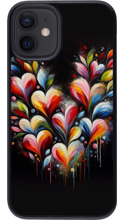 iPhone 12 mini Case Hülle - Valentin 2024 Schwarzes Herz Abstrakt