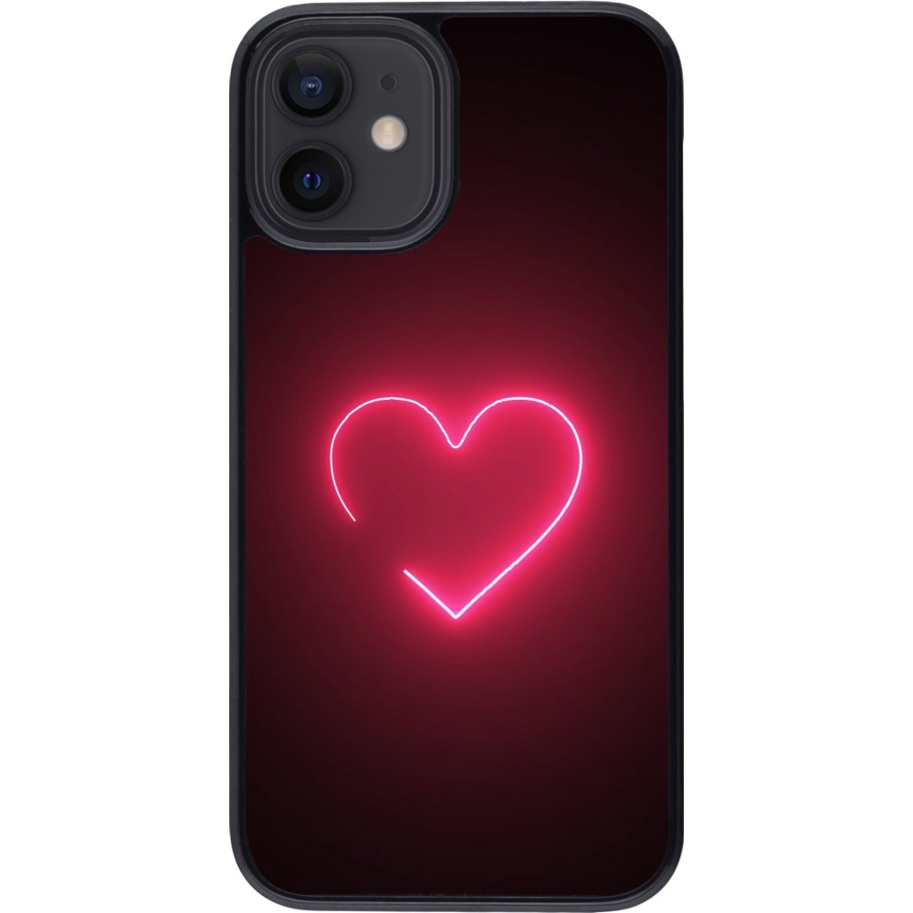 iPhone 12 mini Case Hülle - Valentine 2023 single neon heart