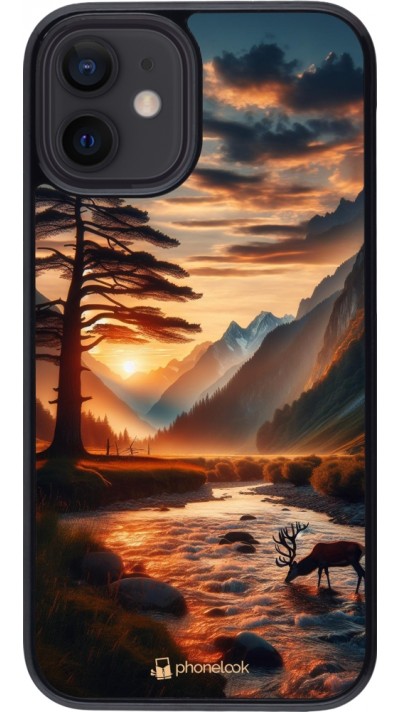 iPhone 12 mini Case Hülle - Tal Sonnenuntergang Hirsch Baum