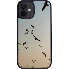 iPhone 12 mini Case Hülle - Silikon schwarz Autumn 22 flying birds shadow