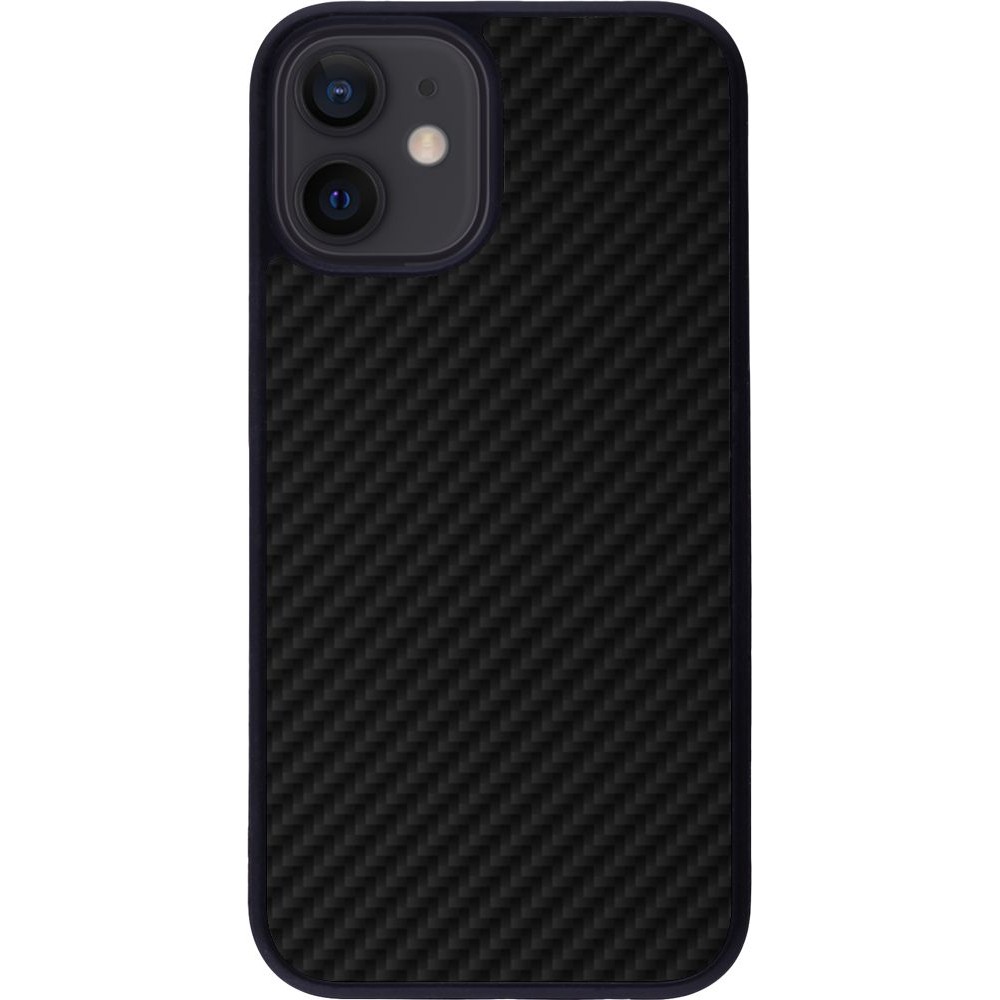 Hülle iPhone 12 mini - Silikon schwarz Carbon Basic