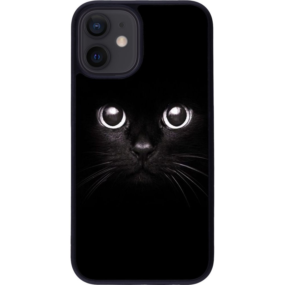 Hülle iPhone 12 mini - Silikon schwarz Cat eyes