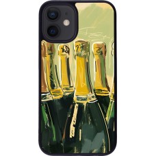 iPhone 12 mini Case Hülle - Silikon schwarz Champagne Malerei