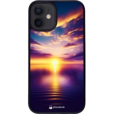 iPhone 12 mini Case Hülle - Silikon schwarz Sonnenuntergang gelb violett