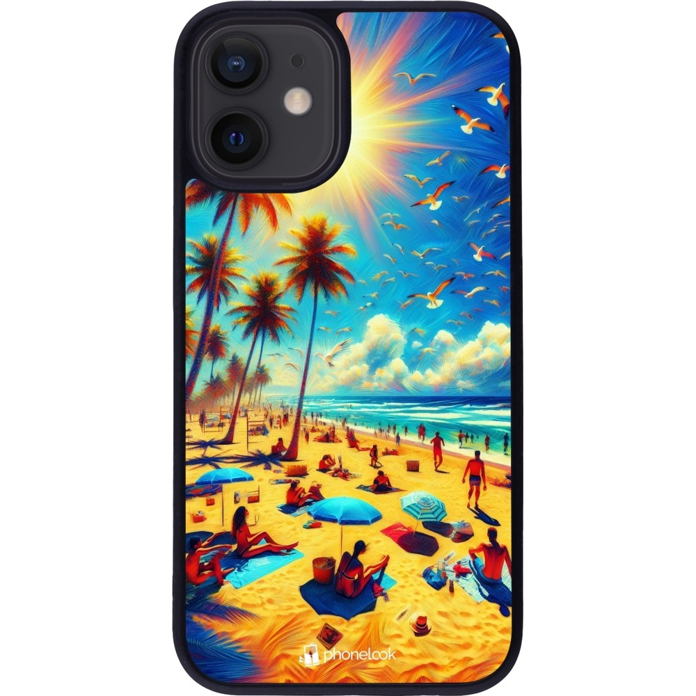 iPhone 12 mini Case Hülle - Silikon schwarz Sommer Paradies Farbe