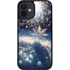 iPhone 12 mini Case Hülle - Silikon schwarz Schneeflocke Solar Glanz