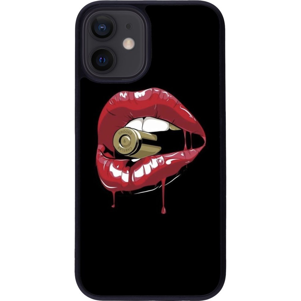 Hülle iPhone 12 mini - Silikon schwarz Lips bullet