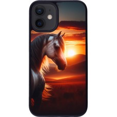 iPhone 12 mini Case Hülle - Silikon schwarz Majestätischer Sonnenuntergang Pferd