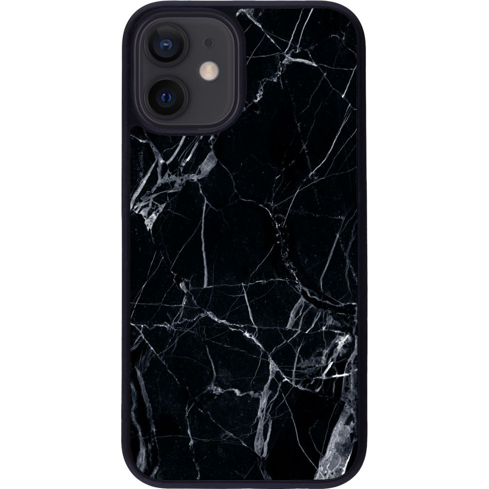 Hülle iPhone 12 mini - Silikon schwarz Marble Black 01