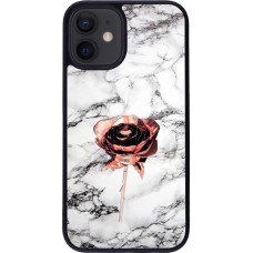 Hülle iPhone 12 mini - Silikon schwarz Marble Rose Gold