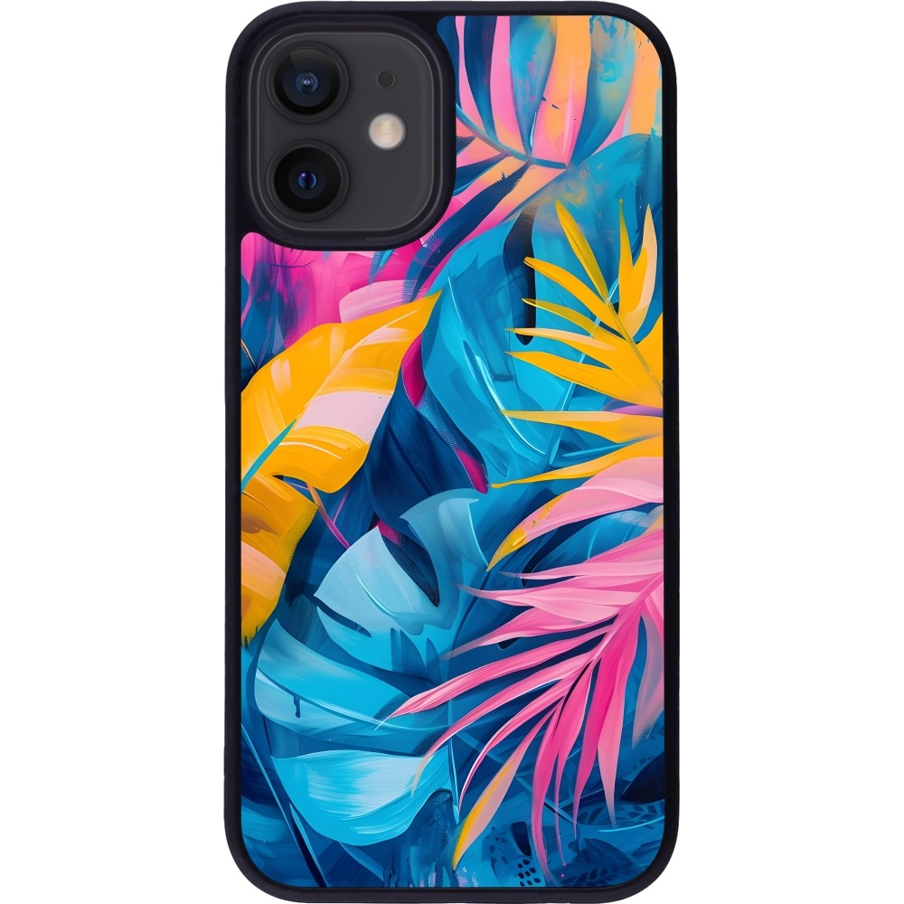 iPhone 12 mini Case Hülle - Silikon schwarz Palms Blue