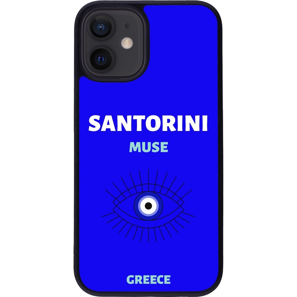 iPhone 12 mini Case Hülle - Silikon schwarz Pop Summer Destination Santorini