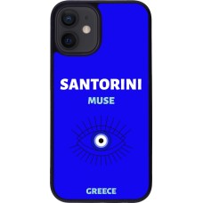 iPhone 12 mini Case Hülle - Silikon schwarz Pop Summer Destination Santorini