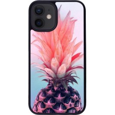 Hülle iPhone 12 mini - Silikon schwarz Purple Pink Pineapple