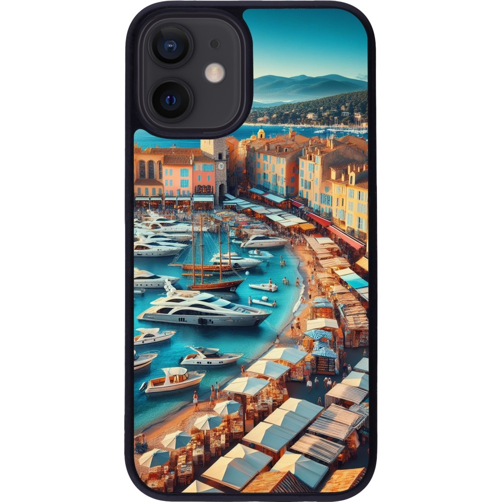 iPhone 12 mini Case Hülle - Silikon schwarz Saint-Tropez Strand