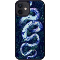 iPhone 12 mini Case Hülle - Silikon schwarz Snake Blue Anaconda