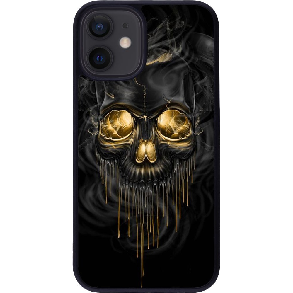 Hülle iPhone 12 mini - Silikon schwarz Skull 02