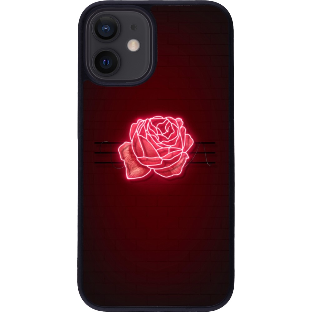 iPhone 12 mini Case Hülle - Silikon schwarz Spring 23 neon rose