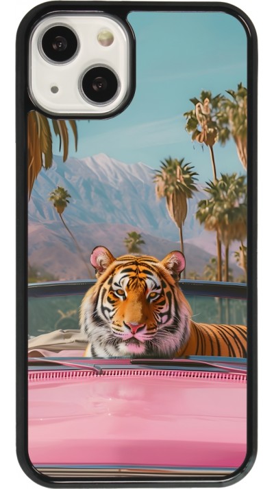 Coque iPhone 13 - Tigre voiture rose