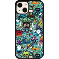 iPhone 13 Case Hülle - Silikon schwarz Mixed Cartoons Turquoise