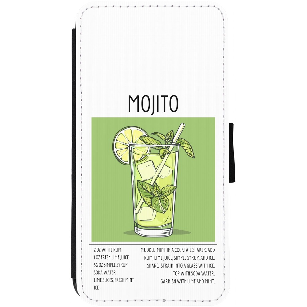 iPhone 13 Case Hülle - Wallet schwarz Cocktail Rezept Mojito