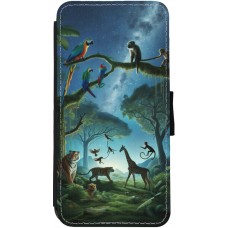 iPhone 13 Case Hülle - Wallet schwarz Paradies der exotischen Tiere