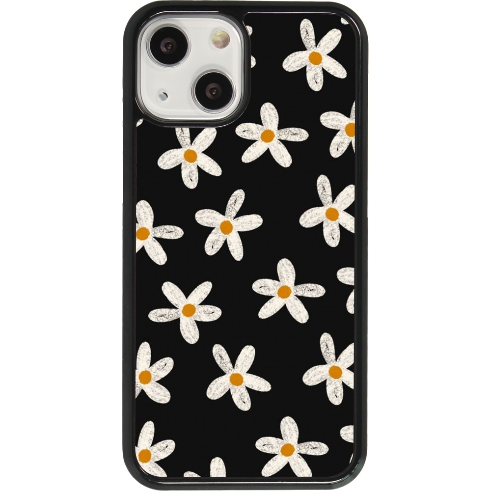 iPhone 13 mini Case Hülle - Easter 2024 white on black flower