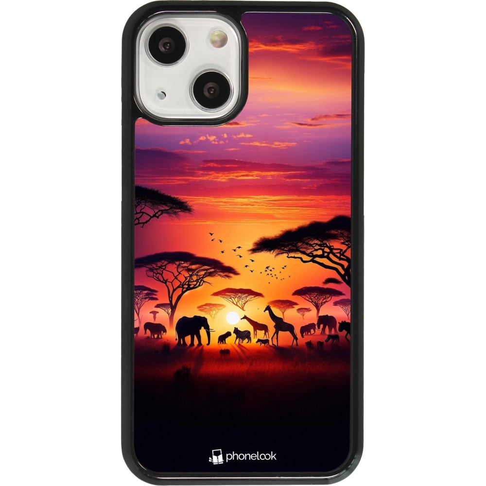 iPhone 13 mini Case Hülle - Safari Sonnenuntergang Wildtiere